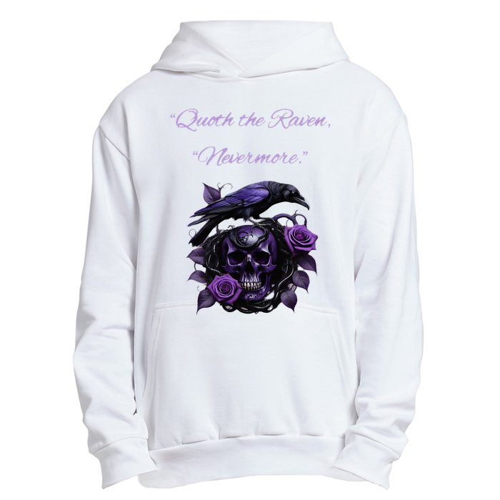 Raven And Skull With Roses Quoth The Raven Urban Pullover Hoodie