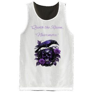 Raven And Skull With Roses Quoth The Raven Mesh Reversible Basketball Jersey Tank