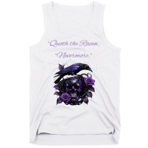 Raven And Skull With Roses Quoth The Raven Tank Top