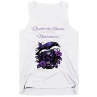 Raven And Skull With Roses Quoth The Raven Tank Top