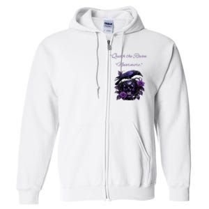 Raven And Skull With Roses Quoth The Raven Full Zip Hoodie