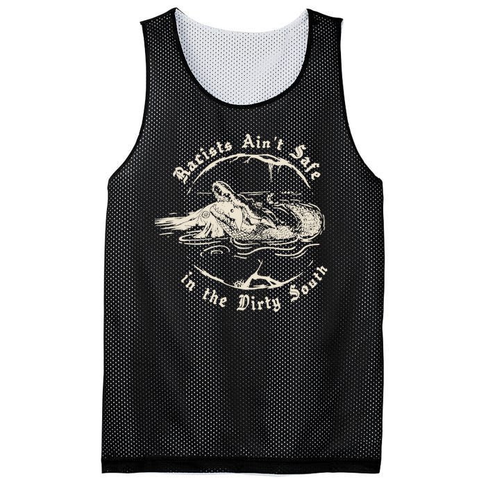 Racists Aint Safe In The Dirty South Mesh Reversible Basketball Jersey Tank