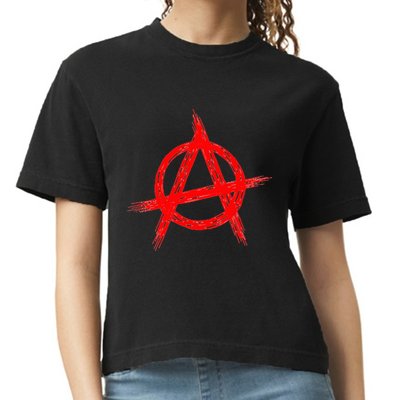 Red Anarchist Symbol Distressed Political Anarchy Rock Star Comfort Colors Boxy T-Shirt