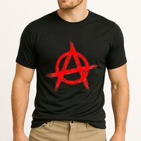 Red Anarchist Symbol Distressed Political Anarchy Rock Star Cooling Performance Crew T-Shirt