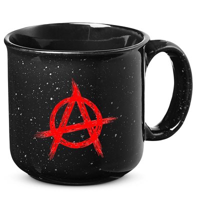 Red Anarchist Symbol Distressed Political Anarchy Rock Star 15oz Campfire Ceramic Mug