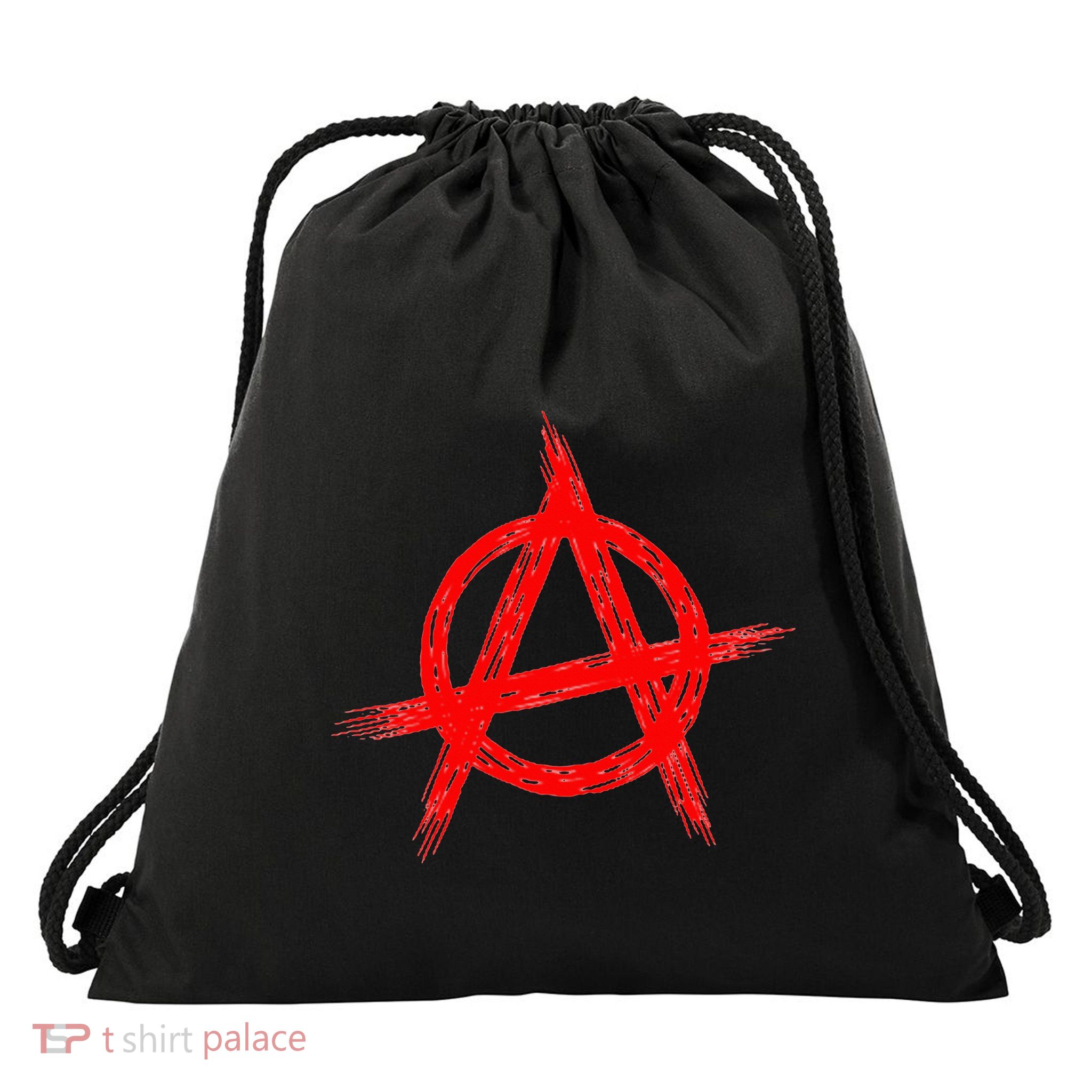 Red Anarchist Symbol Distressed Political Anarchy Rock Star Drawstring Bag