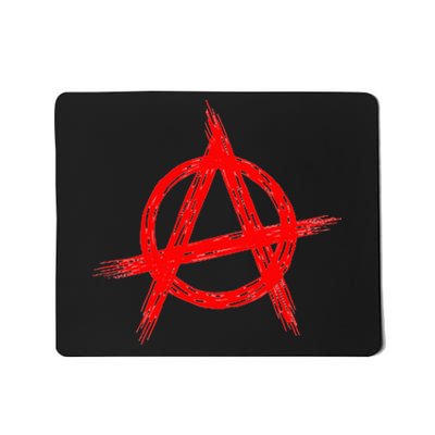 Red Anarchist Symbol Distressed Political Anarchy Rock Star Mousepad