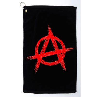 Red Anarchist Symbol Distressed Political Anarchy Rock Star Platinum Collection Golf Towel