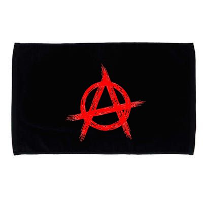Red Anarchist Symbol Distressed Political Anarchy Rock Star Microfiber Hand Towel