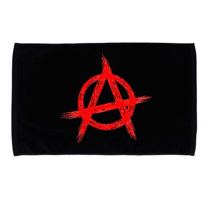 Red Anarchist Symbol Distressed Political Anarchy Rock Star Microfiber Hand Towel