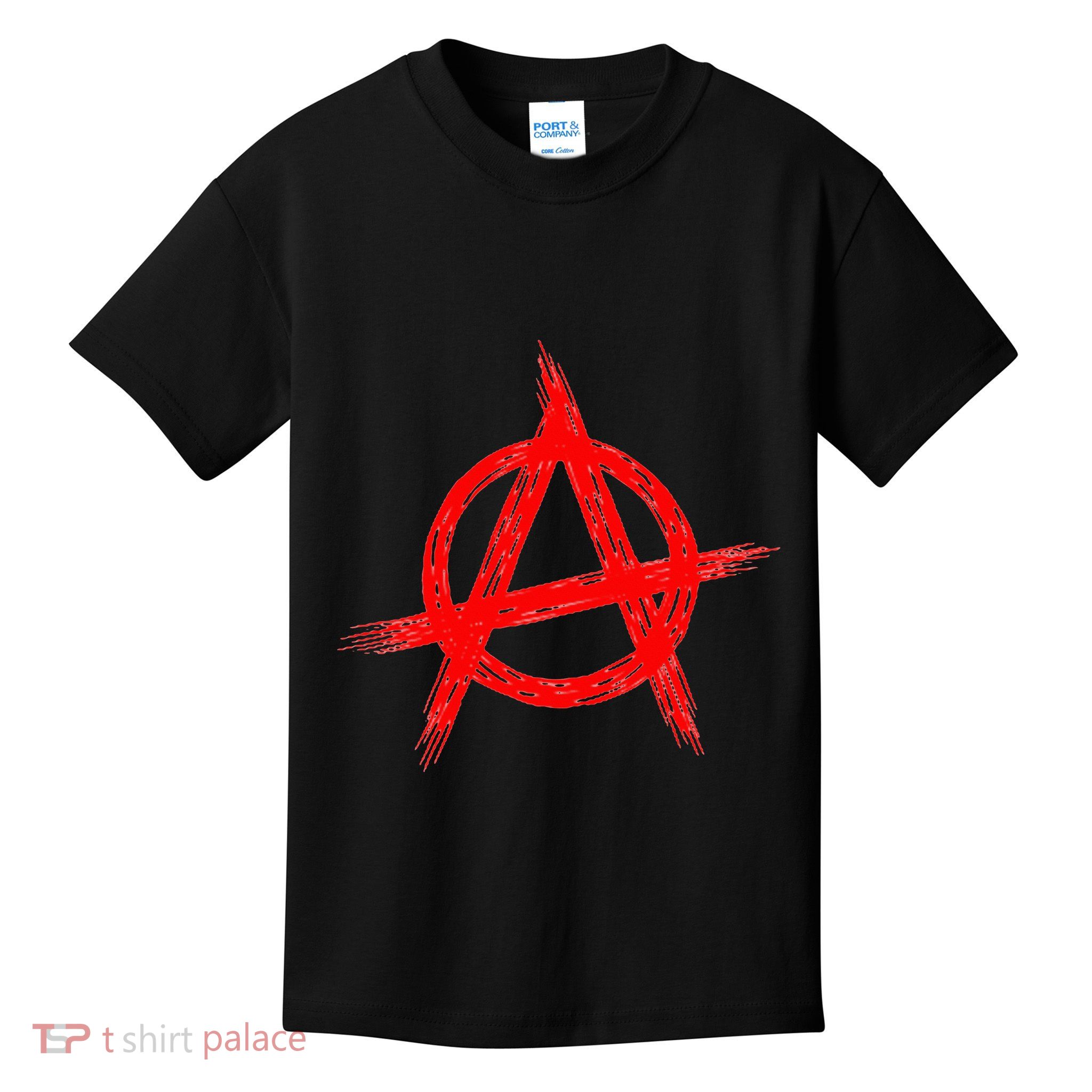 Red Anarchist Symbol Distressed Political Anarchy Rock Star Kids T-Shirt