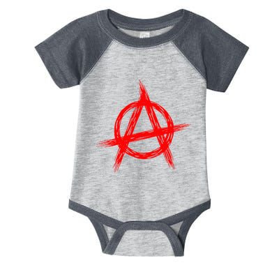 Red Anarchist Symbol Distressed Political Anarchy Rock Star Infant Baby Jersey Bodysuit
