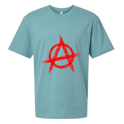 Red Anarchist Symbol Distressed Political Anarchy Rock Star Sueded Cloud Jersey T-Shirt