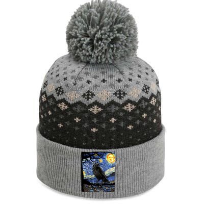 Raven Art Starry Night Edgar Allan Poe Raven Poe The Baniff Cuffed Pom Beanie