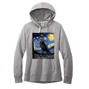 Raven Art Starry Night Edgar Allan Poe Raven Poe Women's Fleece Hoodie