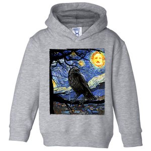 Raven Art Starry Night Edgar Allan Poe Raven Poe Toddler Hoodie