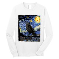 Raven Art Starry Night Edgar Allan Poe Raven Poe Long Sleeve Shirt