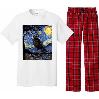 Raven Art Starry Night Edgar Allan Poe Raven Poe Pajama Set