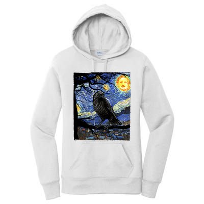 Raven Art Starry Night Edgar Allan Poe Raven Poe Women's Pullover Hoodie