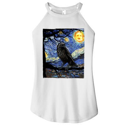 Raven Art Starry Night Edgar Allan Poe Raven Poe Women's Perfect Tri Rocker Tank