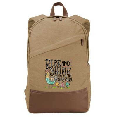 Rise And Shine Give God The Glory Glory Funny Chicken Cotton Canvas Backpack