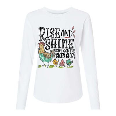 Rise And Shine Give God The Glory Glory Funny Chicken Womens Cotton Relaxed Long Sleeve T-Shirt