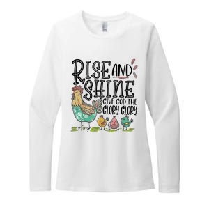 Rise And Shine Give God The Glory Glory Funny Chicken Womens CVC Long Sleeve Shirt