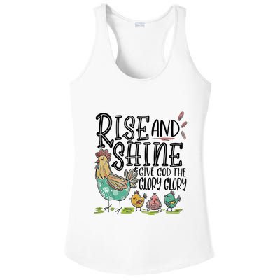 Rise And Shine Give God The Glory Glory Funny Chicken Ladies PosiCharge Competitor Racerback Tank