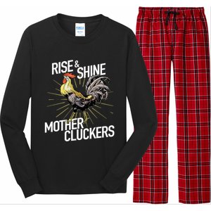 Rise And Shine Mother Cluckers Gift Funny Chicken Rooster Long Sleeve Pajama Set