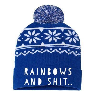 Rainbows And Shit Funny Novelty Statet Funny Gift USA-Made Snowflake Beanie