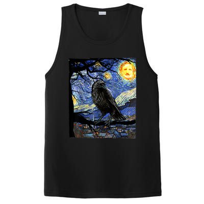 Raven Art Starry Night With Edgar Allan Poe Raven Poe PosiCharge Competitor Tank