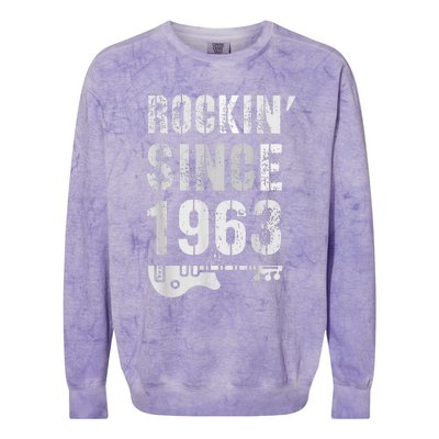 Rockin' Awesome Since 1963 Legendary Rockstar 60th Birthday Colorblast Crewneck Sweatshirt