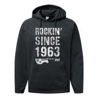 Rockin' Awesome Since 1963 Legendary Rockstar 60th Birthday Performance Fleece Hoodie