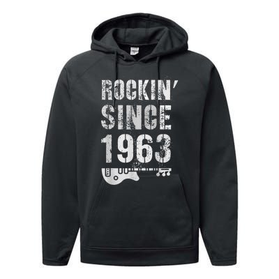 Rockin' Awesome Since 1963 Legendary Rockstar 60th Birthday Performance Fleece Hoodie