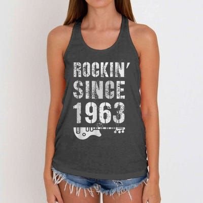 Rockin' Awesome Since 1963 Legendary Rockstar 60th Birthday Women's Knotted Racerback Tank