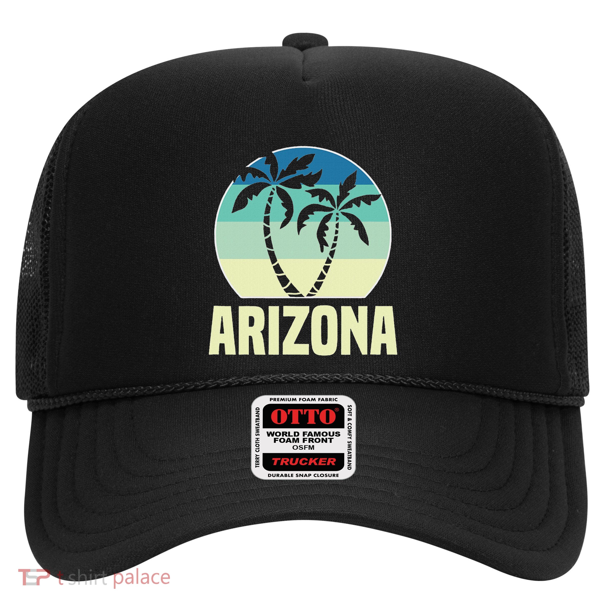 Retro Arizona Sunset Palm Tree Trucker Hat