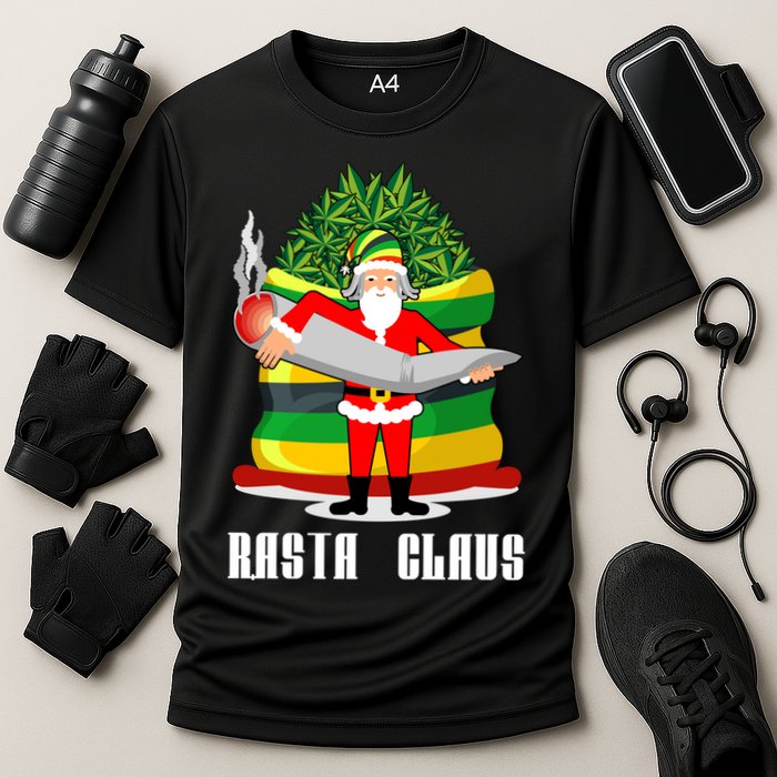 Rasta Claus Santa Funny Christmas Cooling Performance Crew T-Shirt