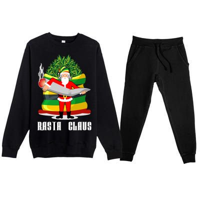 Rasta Claus Santa Funny Christmas Premium Crewneck Sweatsuit Set