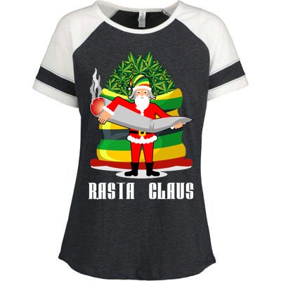 Rasta Claus Santa Funny Christmas Enza Ladies Jersey Colorblock Tee