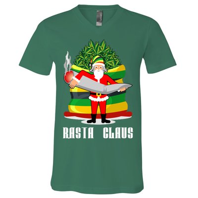 Rasta Claus Santa Funny Christmas V-Neck T-Shirt