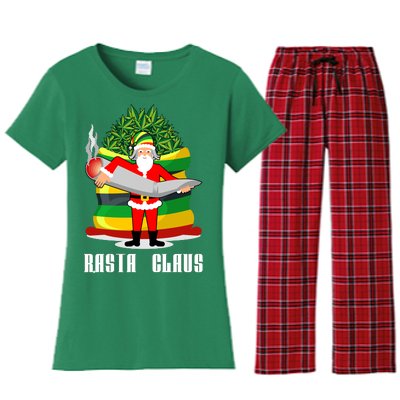 Rasta Claus Santa Funny Christmas Women's Flannel Pajama Set