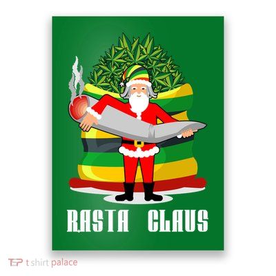 Rasta Claus Santa Funny Christmas Poster