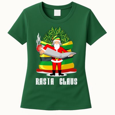 Rasta Claus Santa Funny Christmas Womens T-Shirt