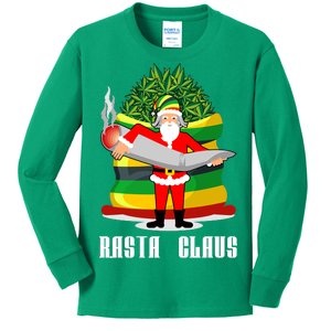 Rasta Claus Santa Funny Christmas Kids Long Sleeve Shirt