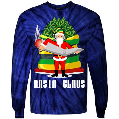 Rasta Claus Santa Funny Christmas Tie-Dye Long Sleeve Shirt