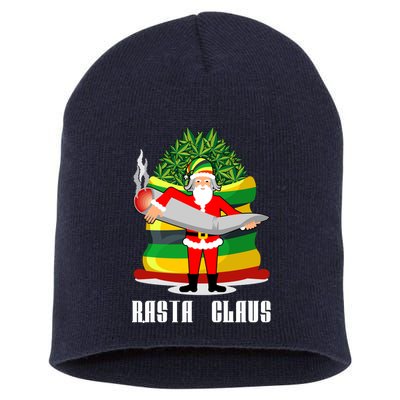 Rasta Claus Santa Funny Christmas Short Acrylic Beanie