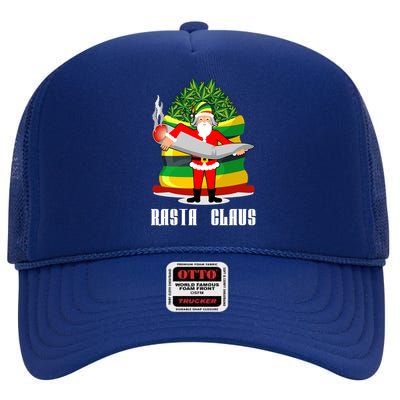 Rasta Claus Santa Funny Christmas High Crown Mesh Back Trucker Hat