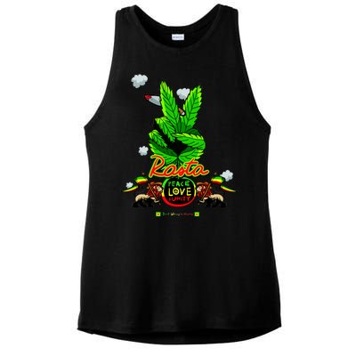 Rasta Jamaica Peace Love Unity Ladies PosiCharge Tri-Blend Wicking Tank