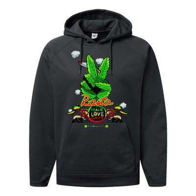 Rasta Jamaica Peace Love Unity Performance Fleece Hoodie