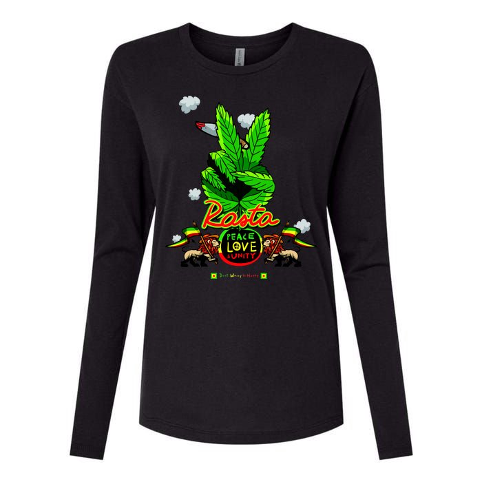 Rasta Jamaica Peace Love Unity Womens Cotton Relaxed Long Sleeve T-Shirt